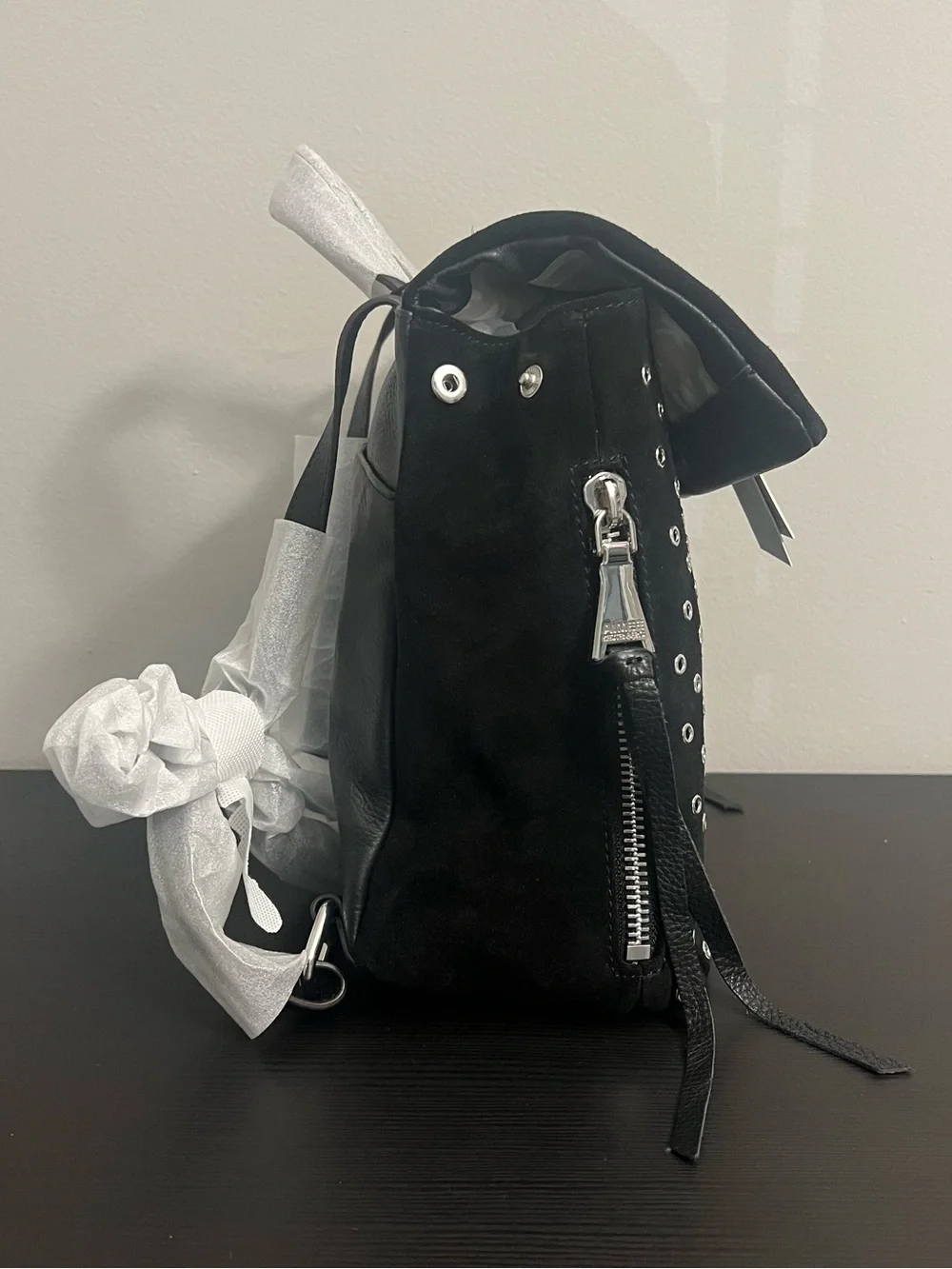NEW Aimee Kestenberg Bali Novelty Backpack w/ Eyelets Black Suede Leather NWT